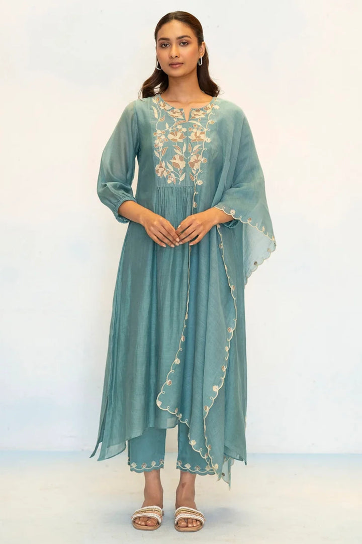 Noorani Mul Chanderi Aline Kurta Set