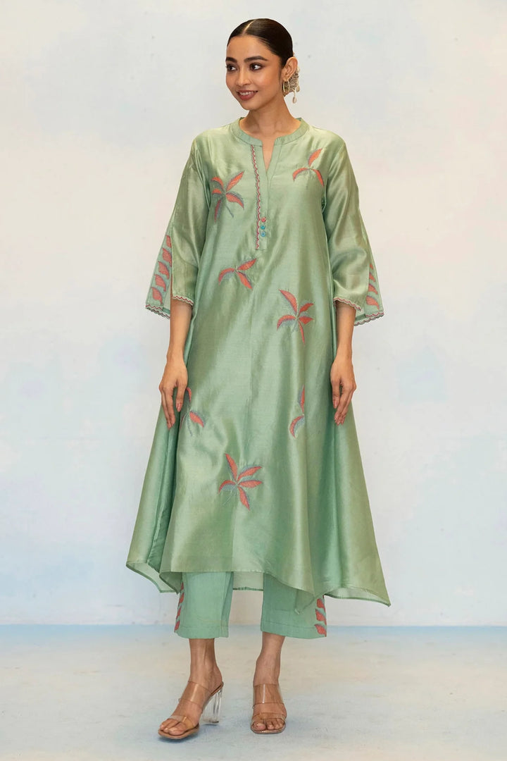 Saba Silk Chanderi Aline Kurta Set