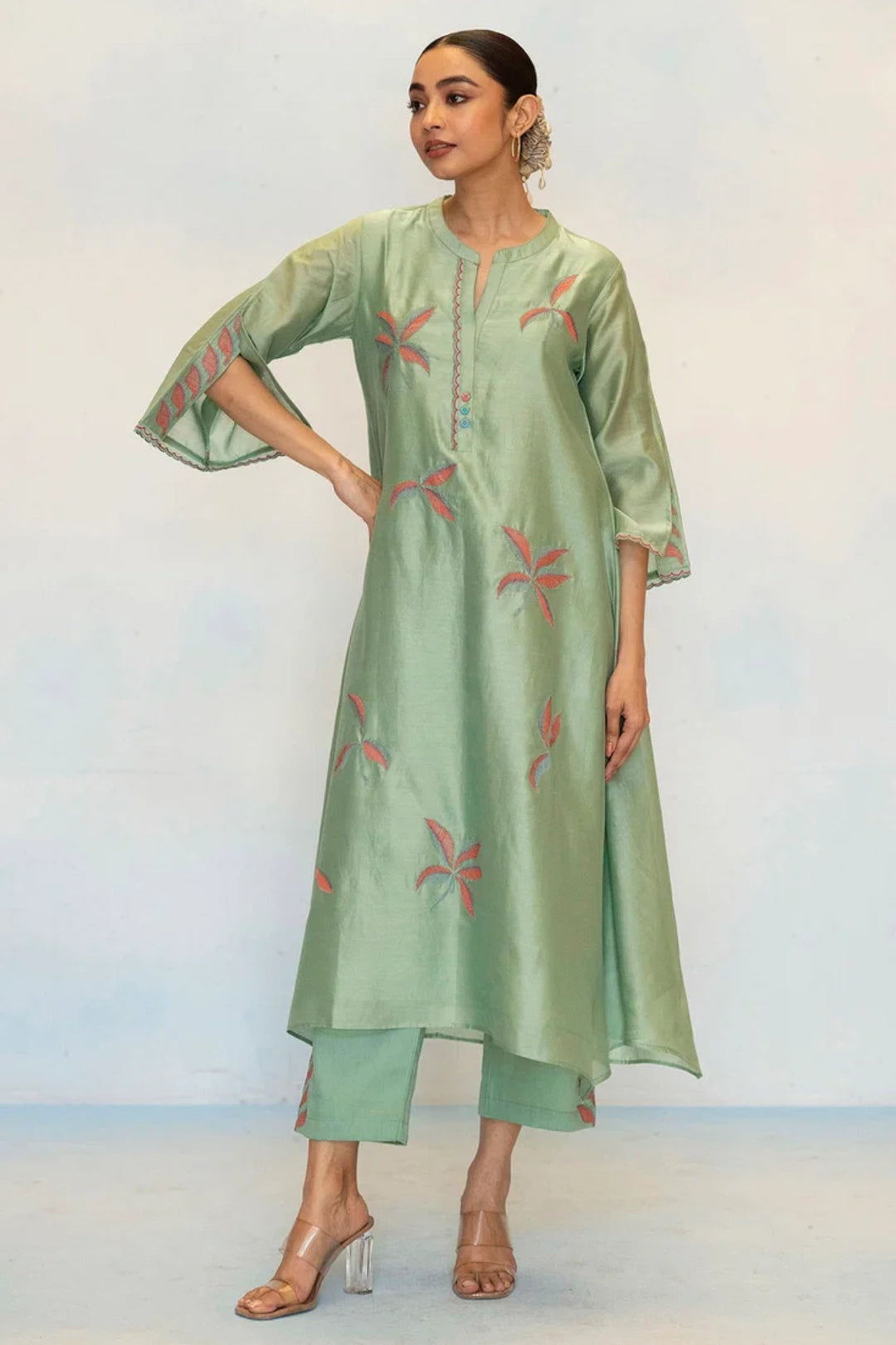 Saba Silk Chanderi Aline Kurta Set
