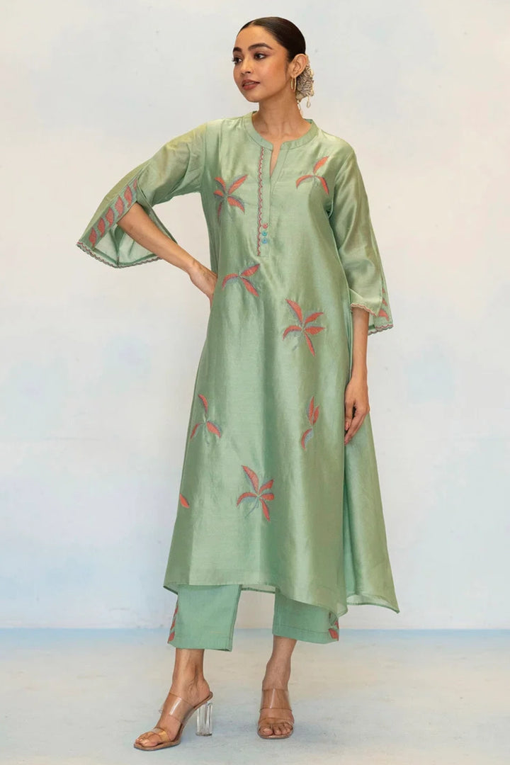 Saba Silk Chanderi Aline Kurta Set