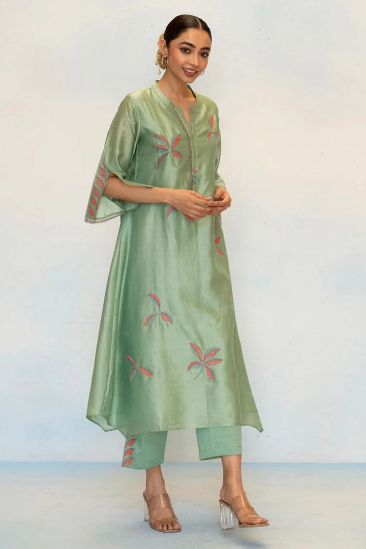 Saba Silk Chanderi Aline Kurta Set