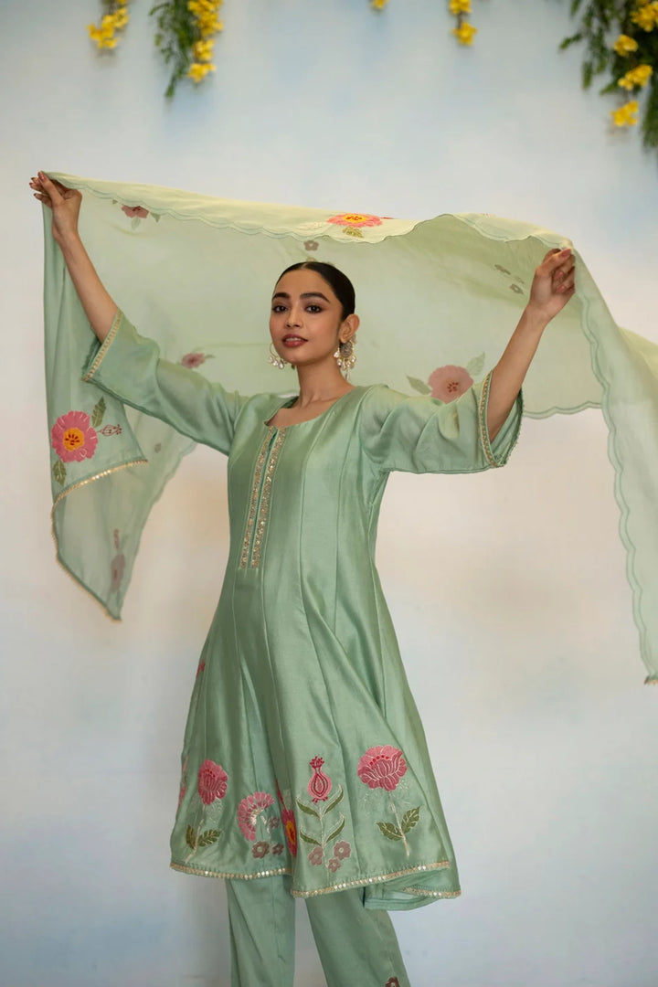 Gul Silk Chanderi Anarkali Set