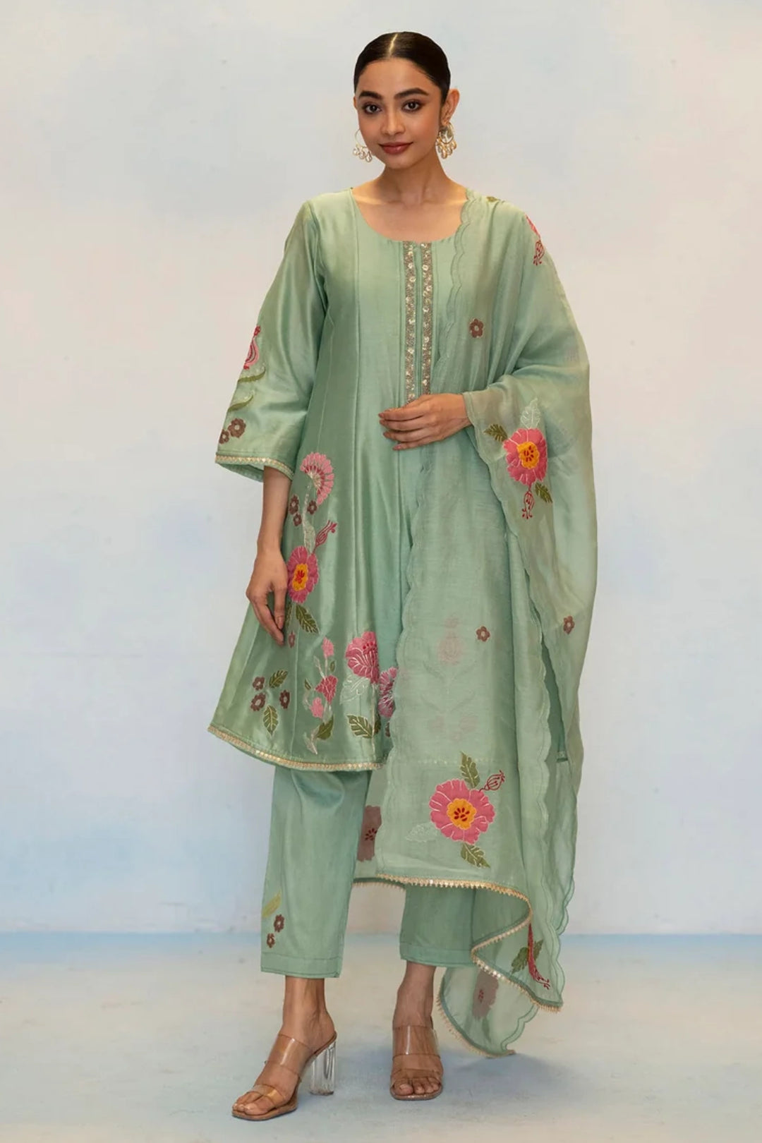 Gul Silk Chanderi Anarkali Set