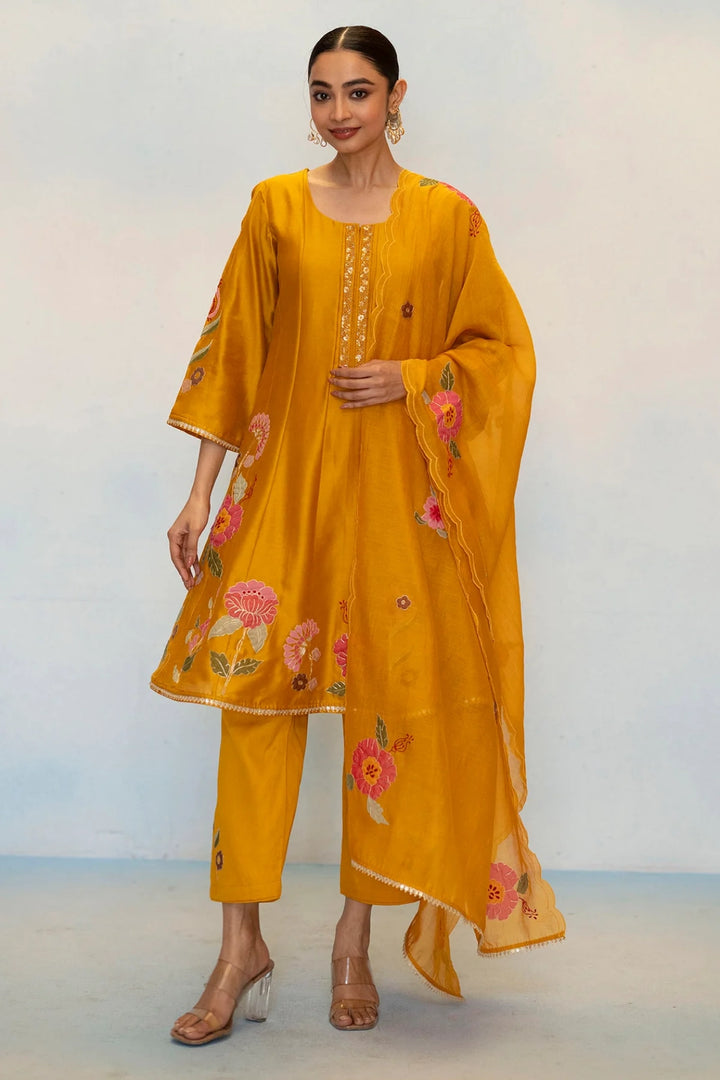 Gul Silk Chanderi Anarkali Set