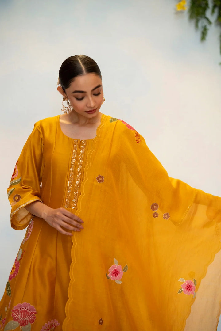 Gul Silk Chanderi Anarkali Set