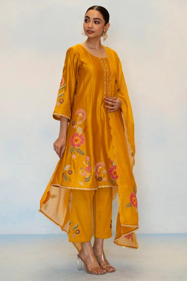 Gul Silk Chanderi Anarkali Set