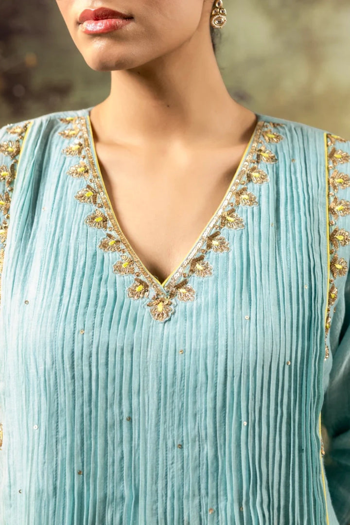 Ice Blue 5 Boota Kurta Set
