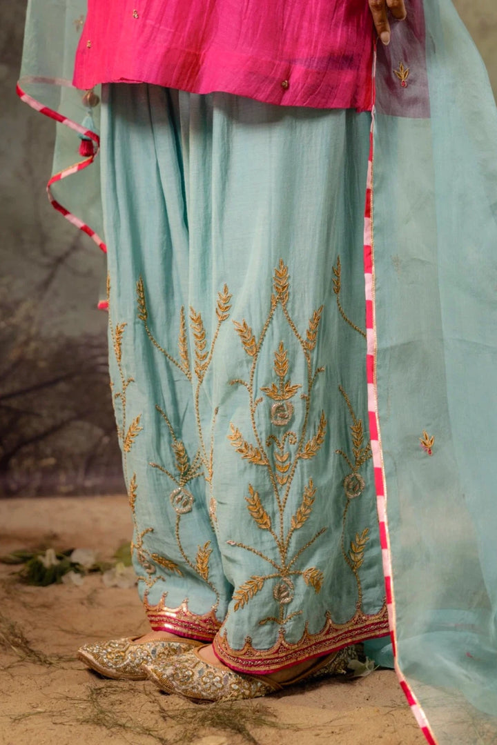 Ice Blue Jaal Farshi Kurta Set