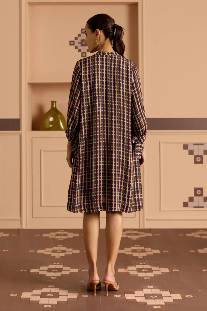 Blue Frill Shirt Dress