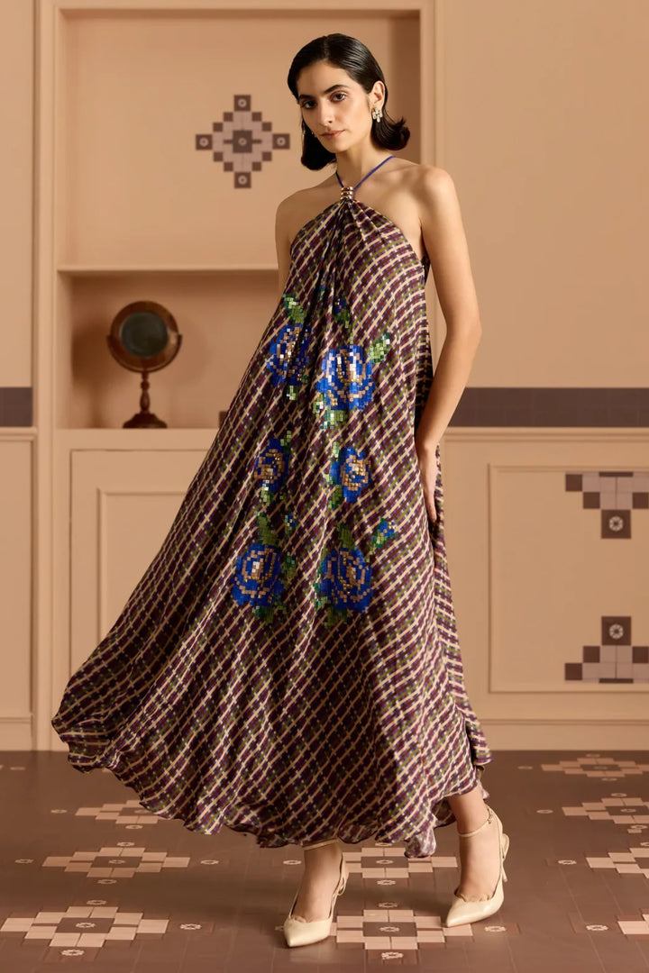 Blue Haulter Dress