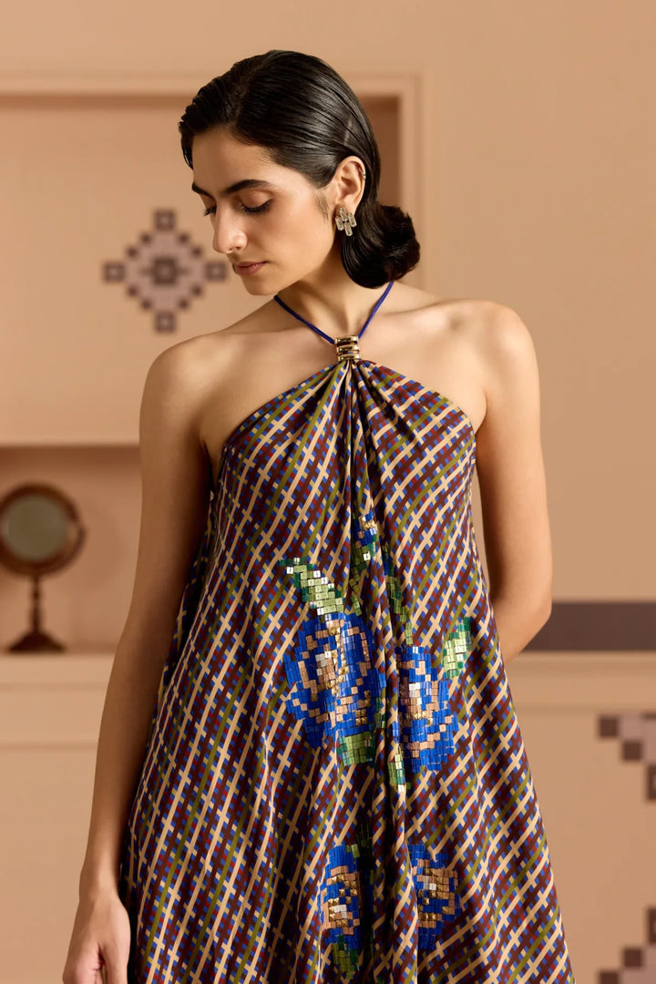 Blue Haulter Dress