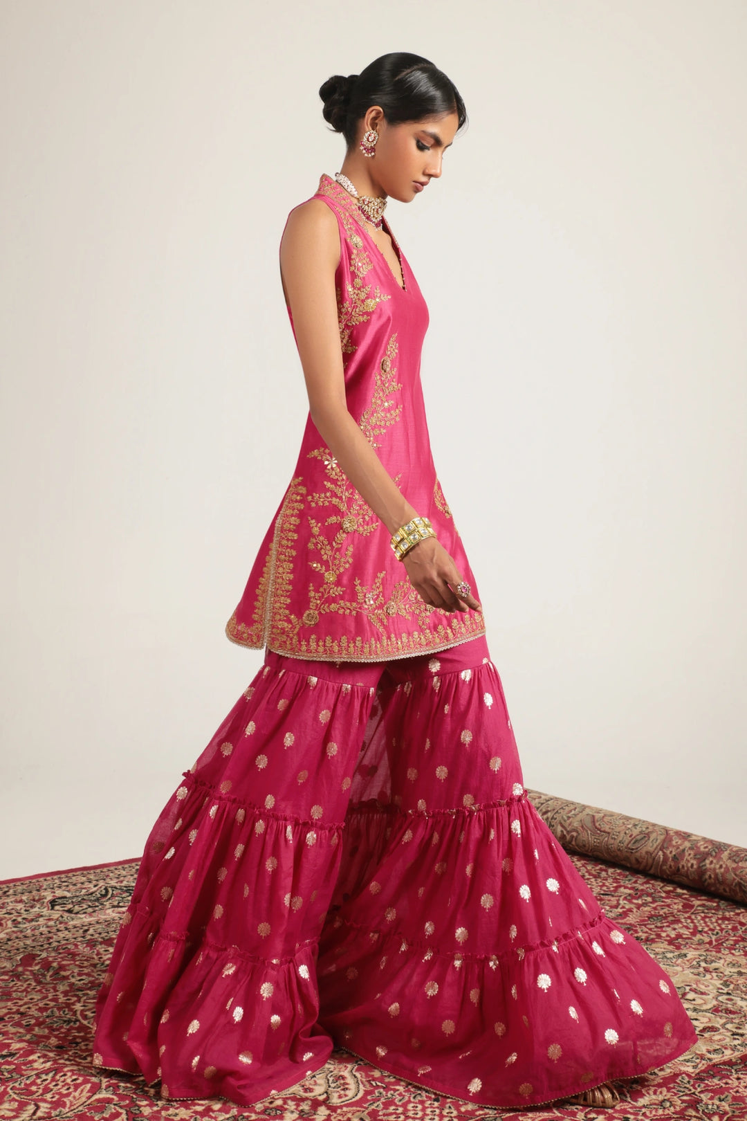 Mehrang Pink Sleeveless Sharara Set