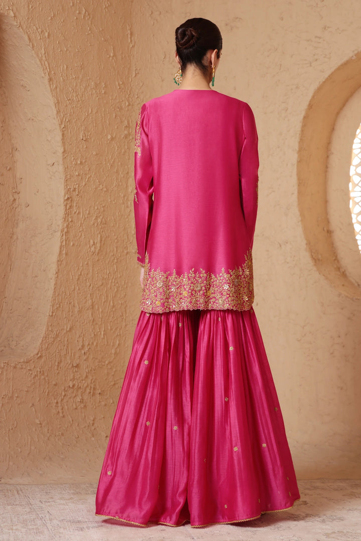 Mehrang Pink Heavy Sharara Set