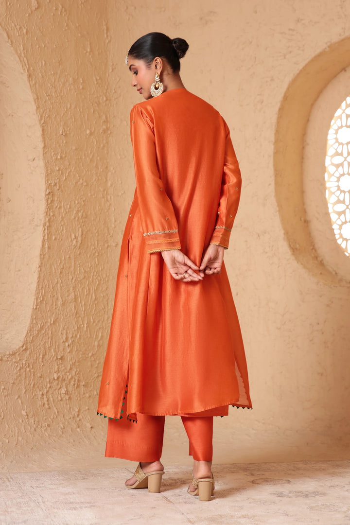 Mehrang Orange Frockstyle Kurta Set