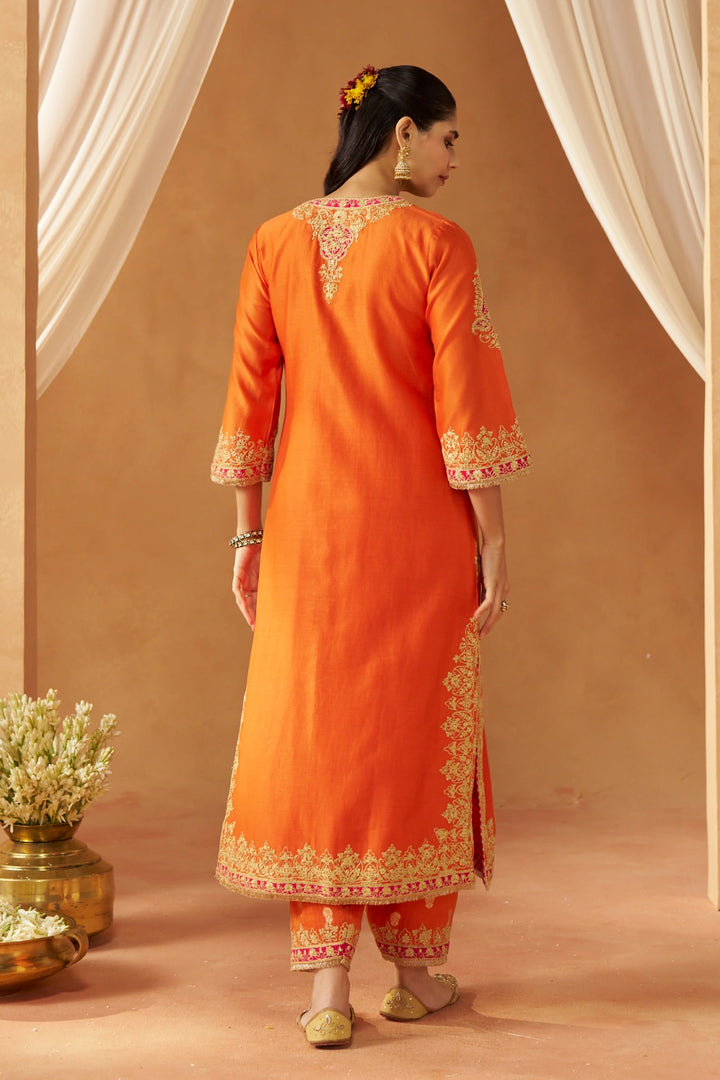 Mubina Burnt Orange Kurta with Salwar and Dupatta