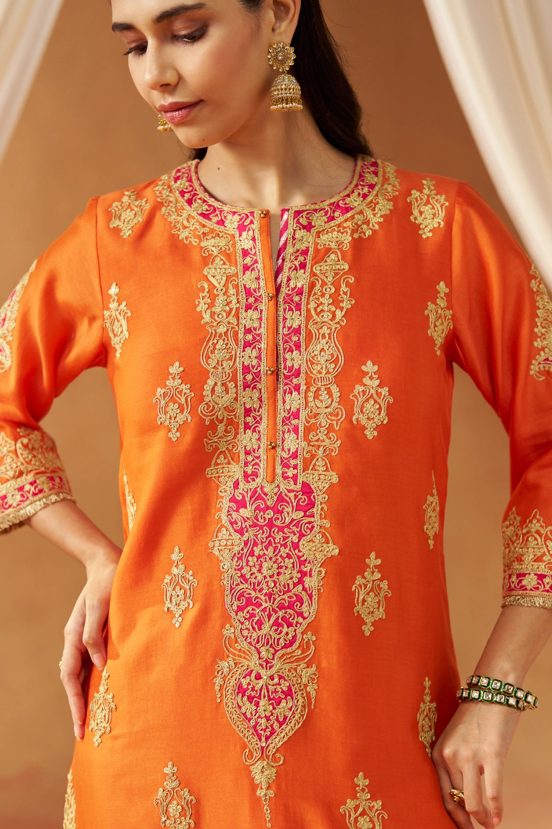 Mubina Burnt Orange Kurta with Salwar and Dupatta