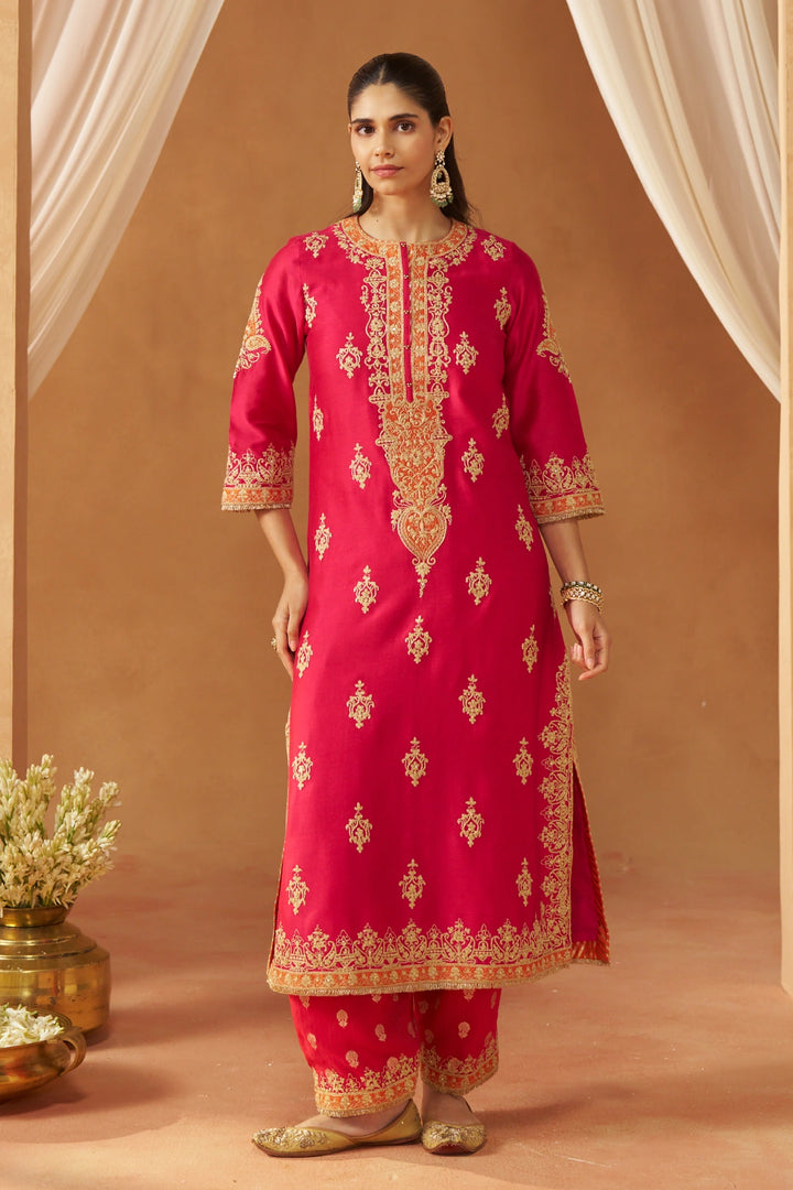 Mubina Hotpink Kurta with Salwar and Dupatta