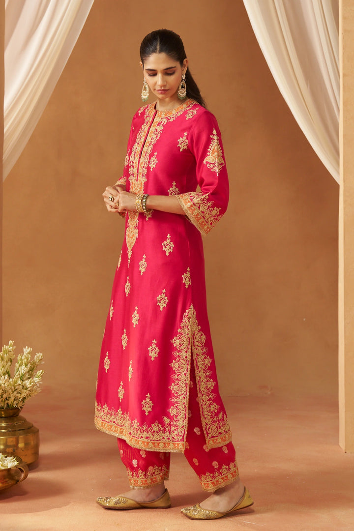 Mubina Hotpink Kurta with Salwar and Dupatta