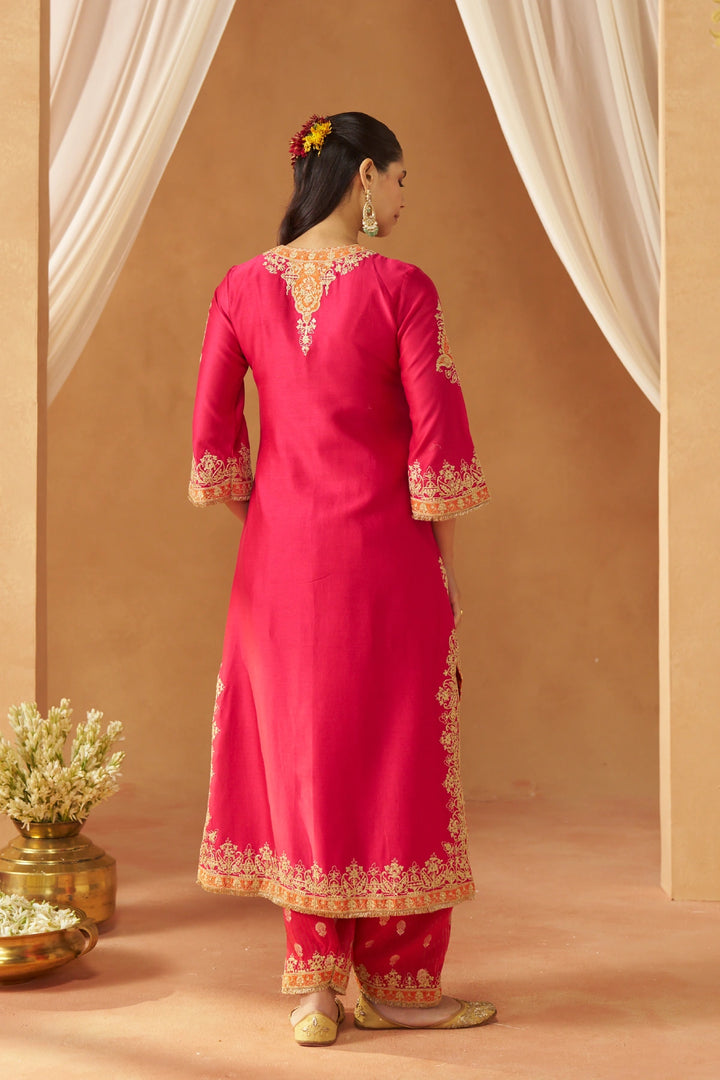 Mubina Hotpink Kurta with Salwar and Dupatta