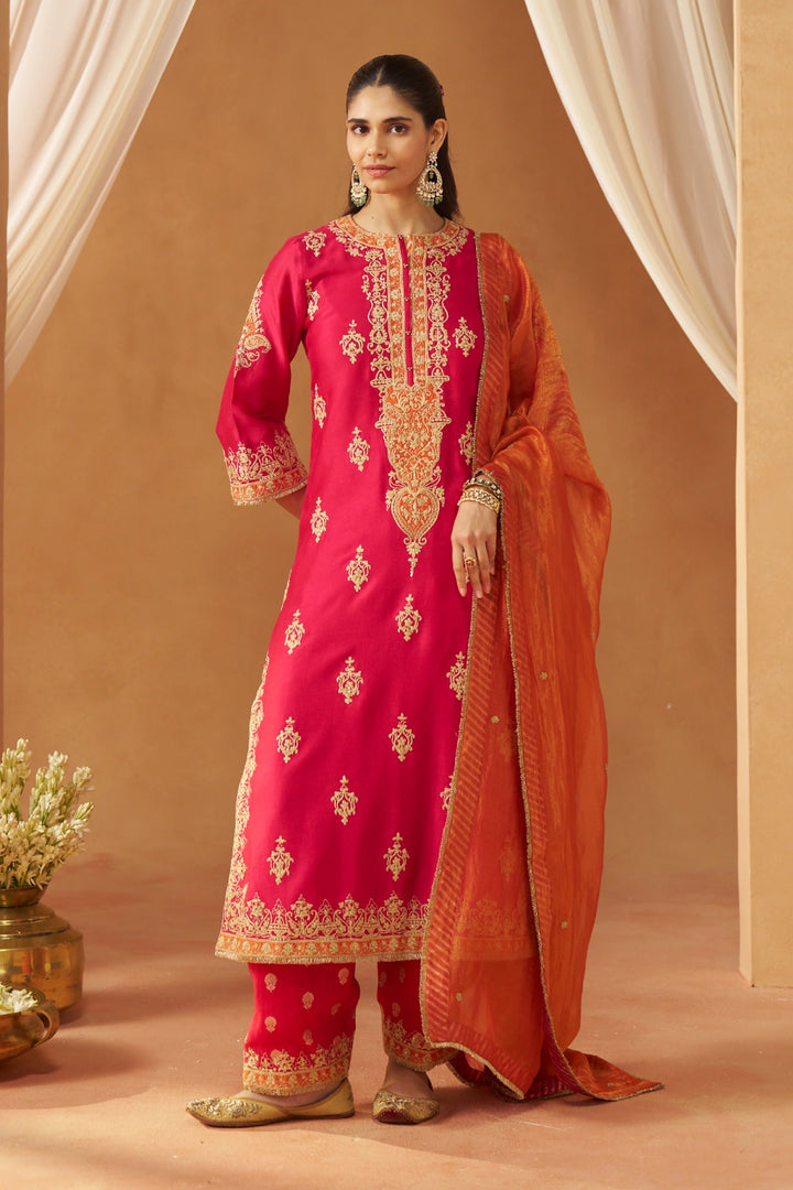 Mubina Hotpink Kurta with Salwar and Dupatta