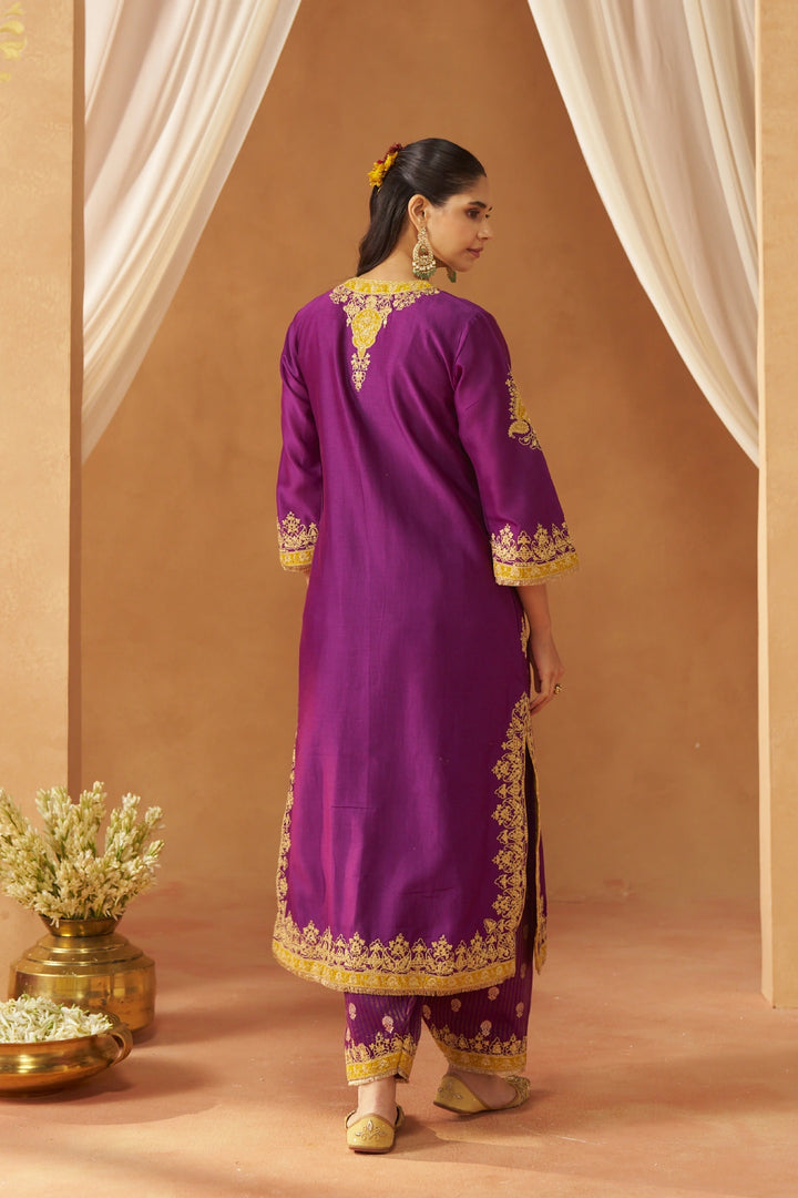 Mubina Deep Purple Kurta with Salwar and Dupatta