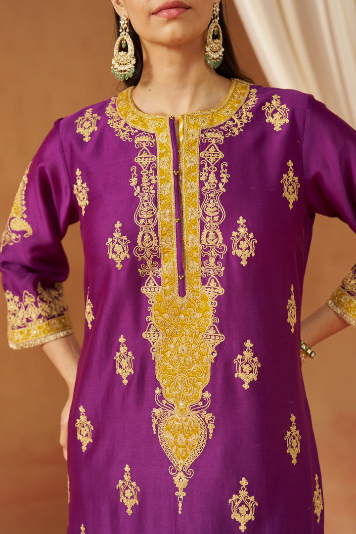 Mubina Deep Purple Kurta with Salwar and Dupatta