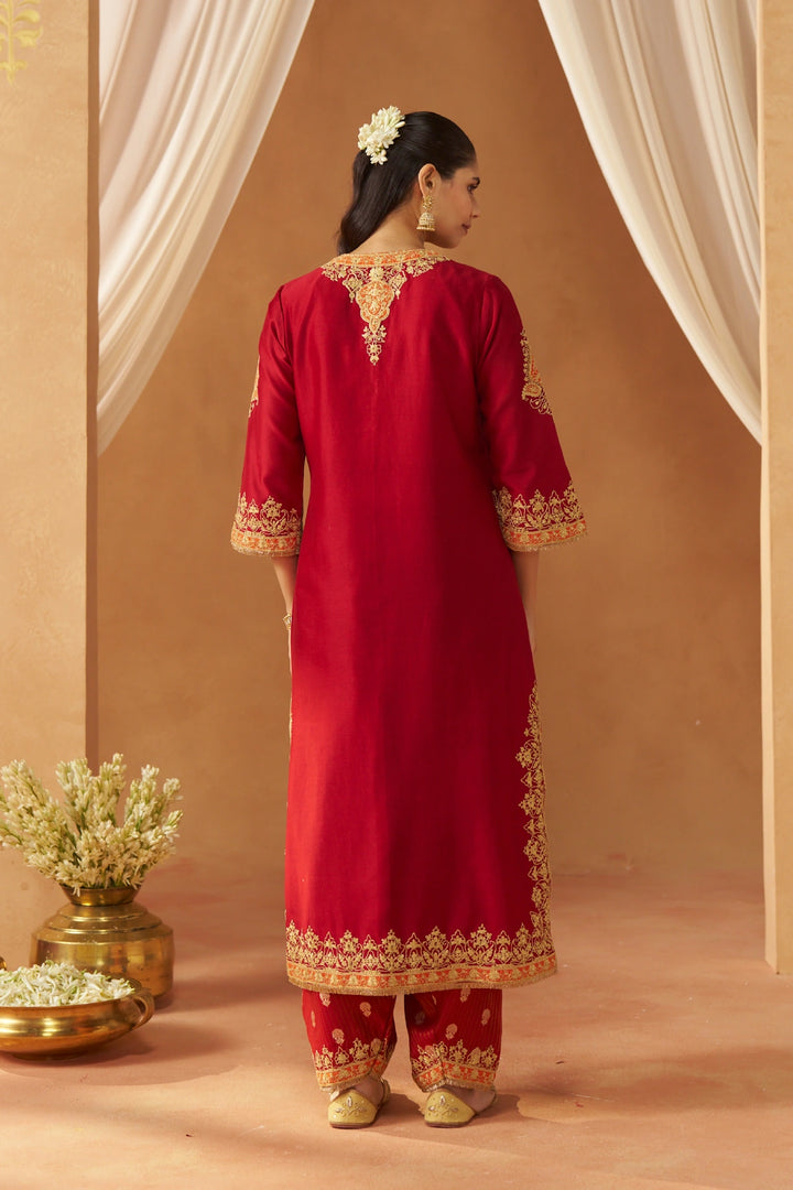 Mubina Deep Red Kurta with Salwar and Dupatta