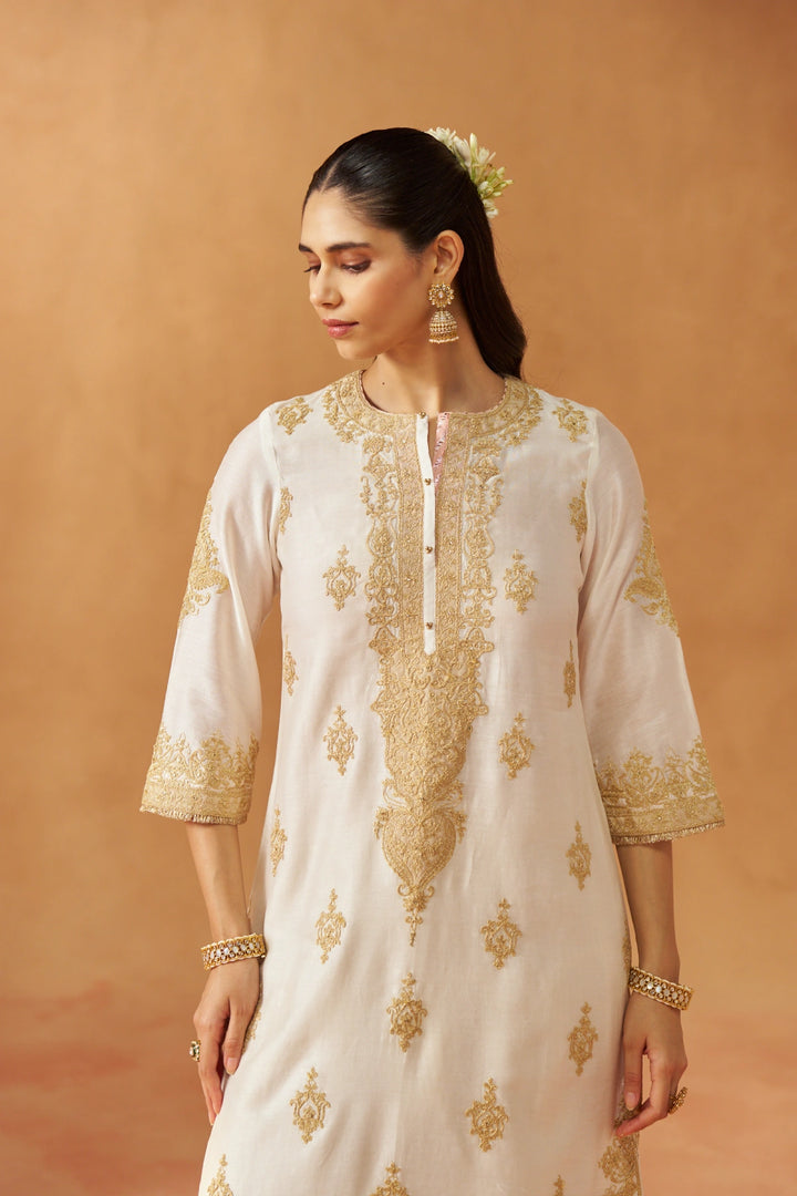 Mubina Daisy Ivory Kurta with Salwar and Dupatta