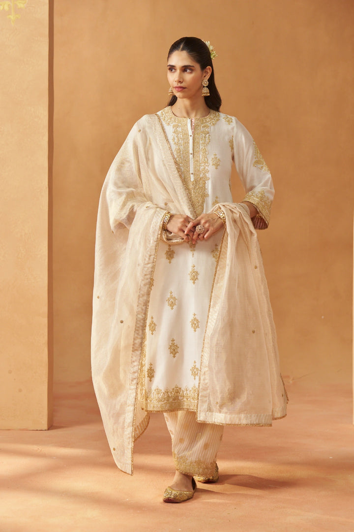 Mubina Daisy Ivory Kurta with Salwar and Dupatta