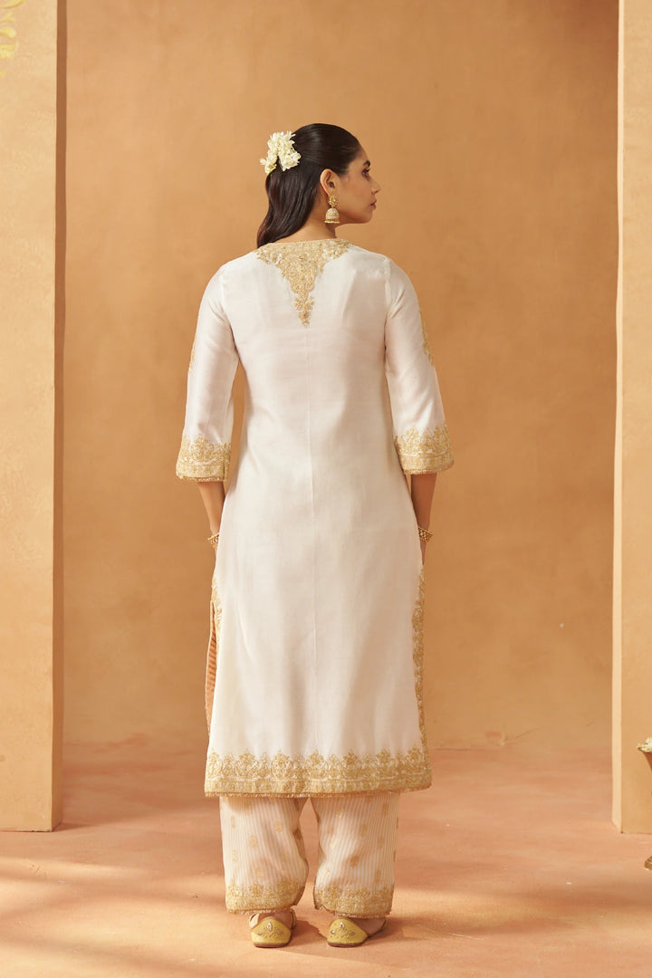 Mubina Daisy Ivory Kurta with Salwar and Dupatta