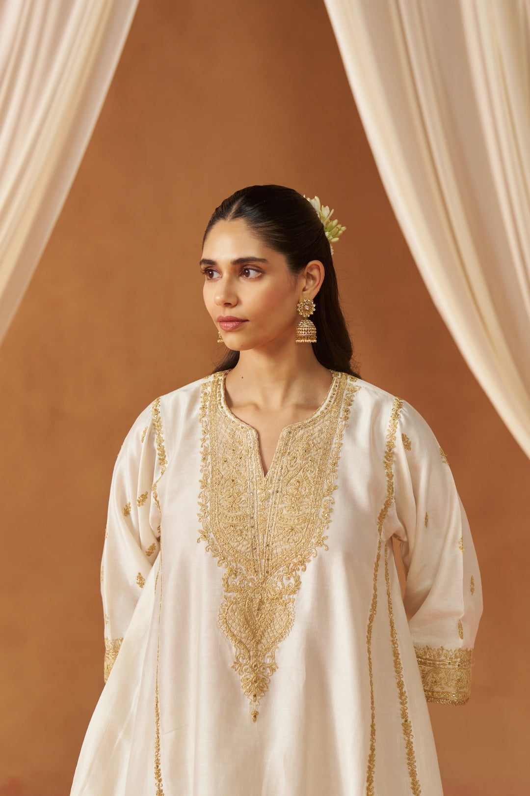 Maahgul Daisy Ivory Kalidaar Chauga with Salwar and Dupatta