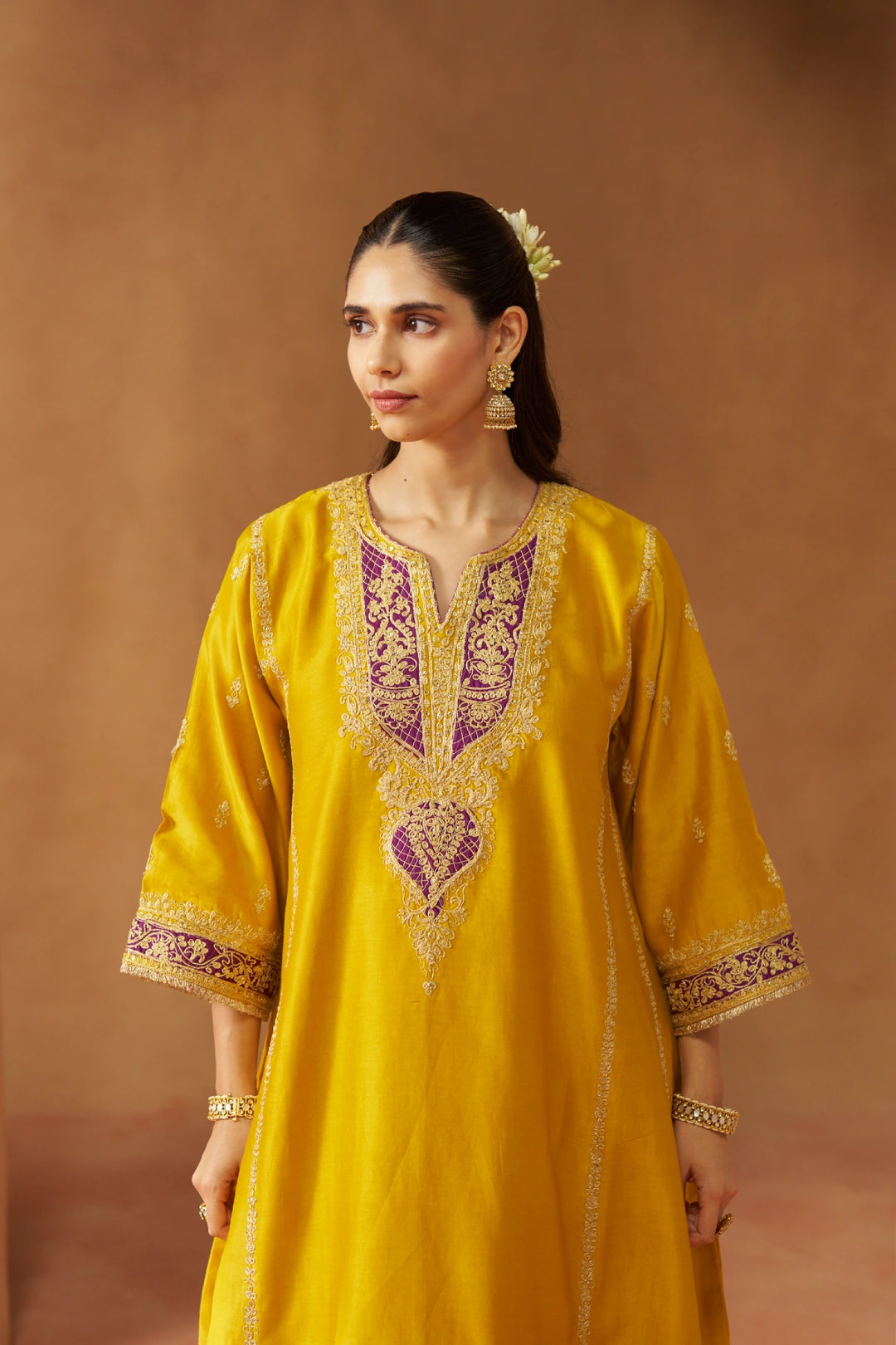Maahgul Mustard Kalidaar Chauga with Salwar with Dupatta