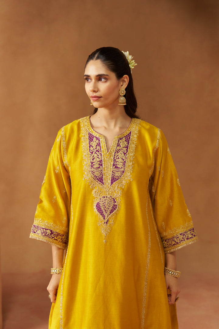 Maahgul Mustard Kalidaar Chauga with Salwar with Dupatta