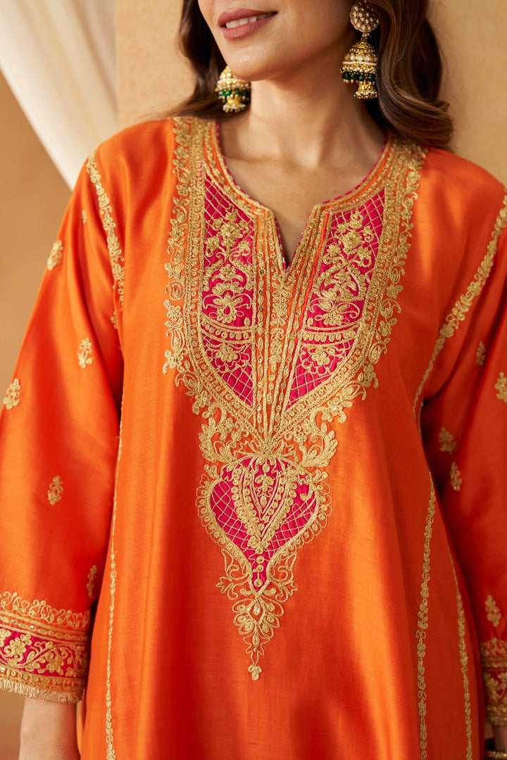 Maahgul Burnt Orange Kalidaar Chauga with Salwar with Dupatta