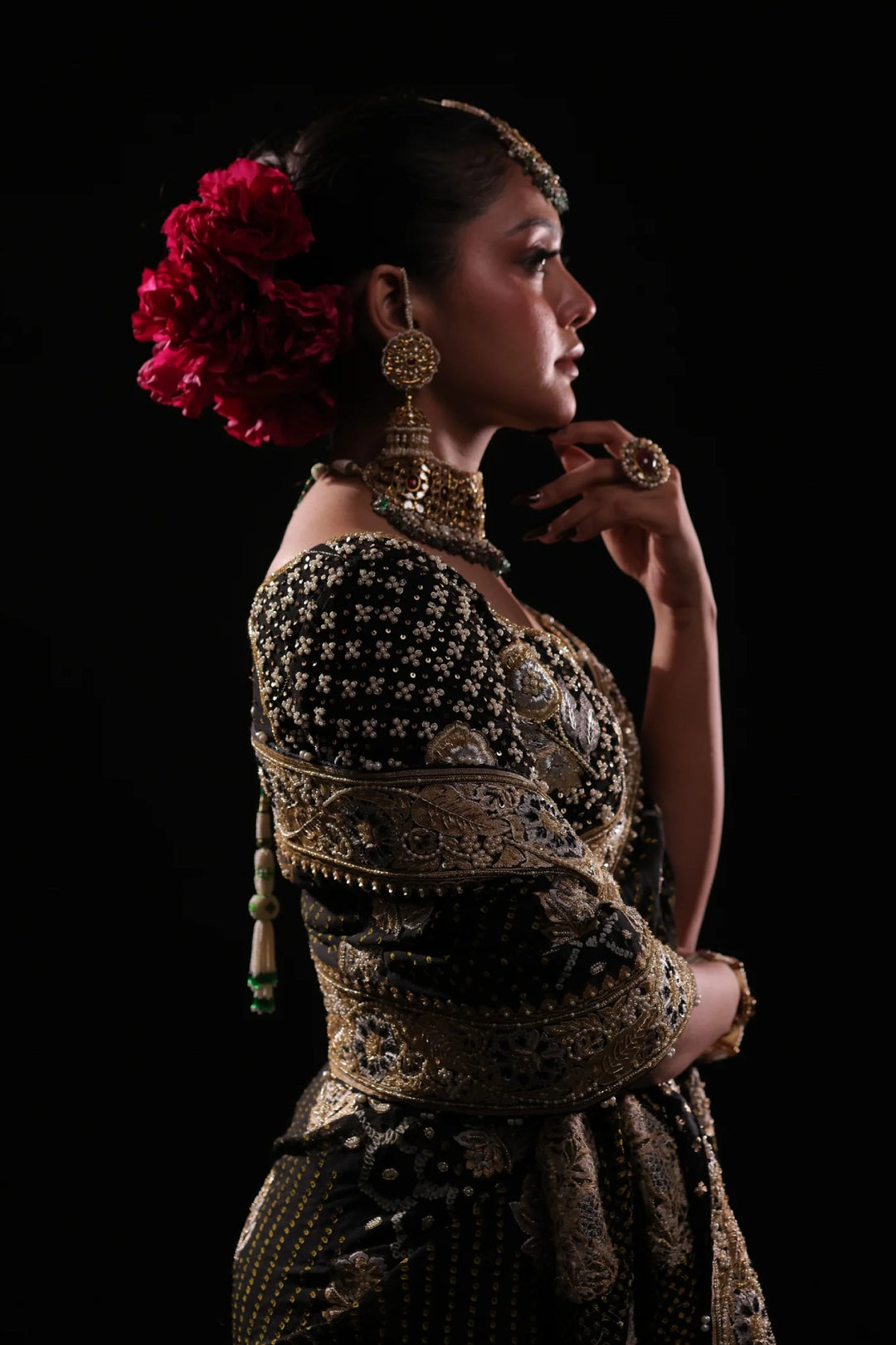 Black Pure Georgette Bandhej Saree