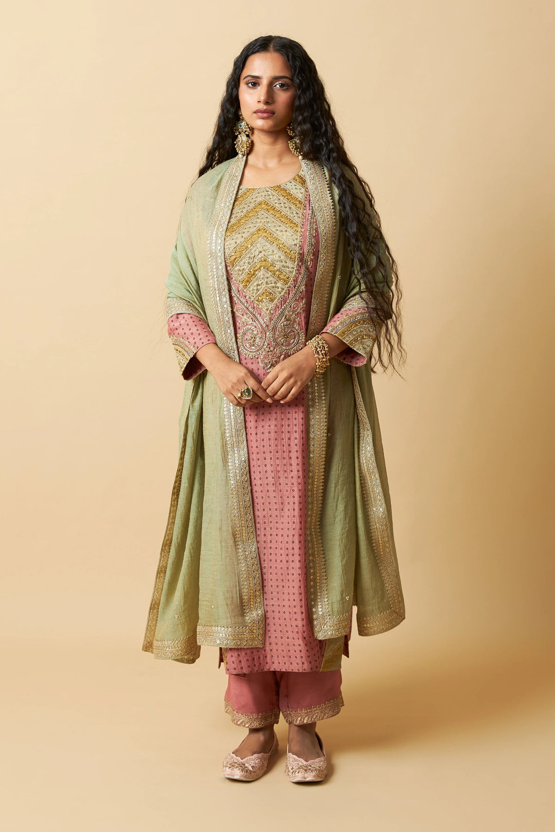 Gulabi Ghoomar Embroidered Kurta Set - Set of 3