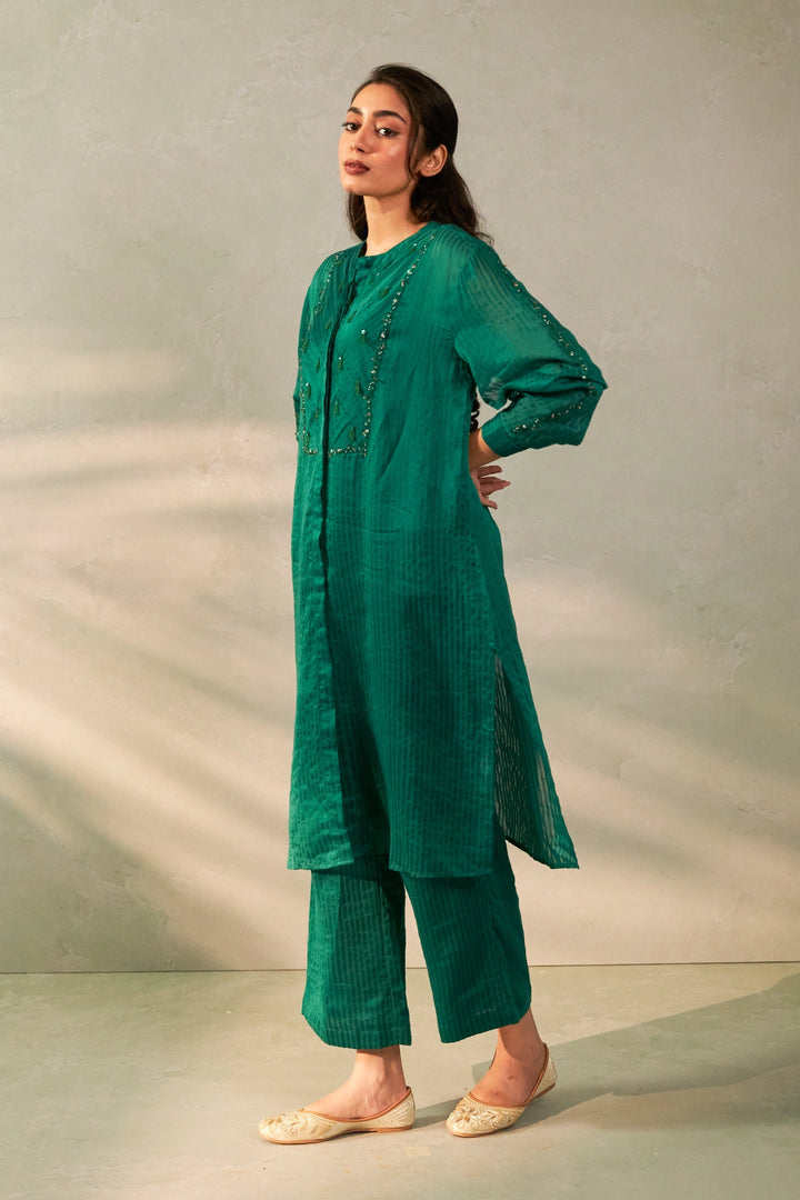 Hariyali Bahaar Embroidered Co-ord Set - Set of 2
