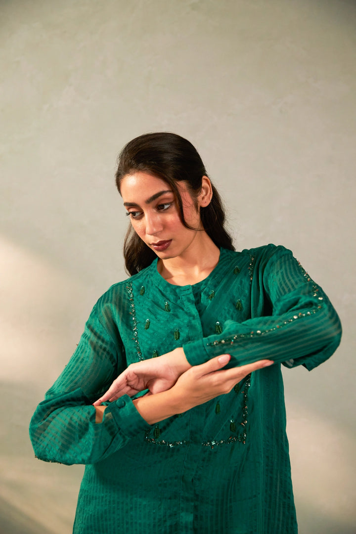 Hariyali Bahaar Embroidered Co-ord Set - Set of 2