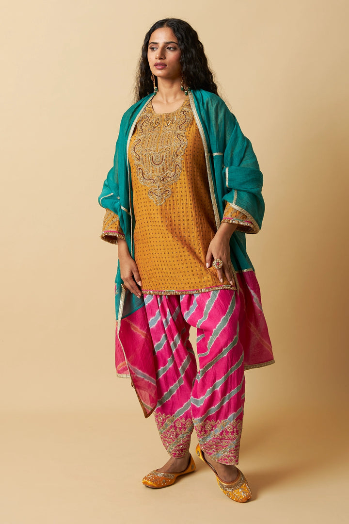 Basanti Bahaar Embroidered Kurta Set - Set of 3