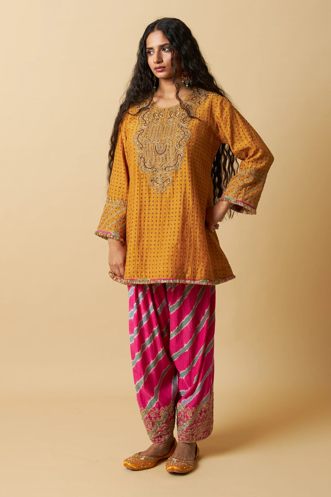 Basanti Bahaar Embroidered Kurta Set - Set of 3