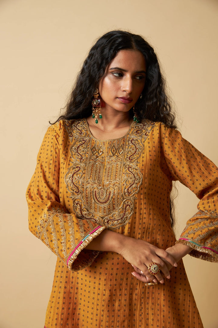 Basanti Bahaar Embroidered Kurta Set - Set of 3