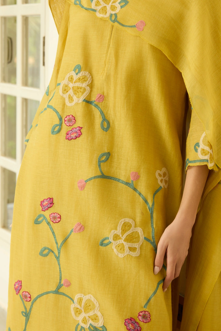 Marigold Floral Applique Kurta Set