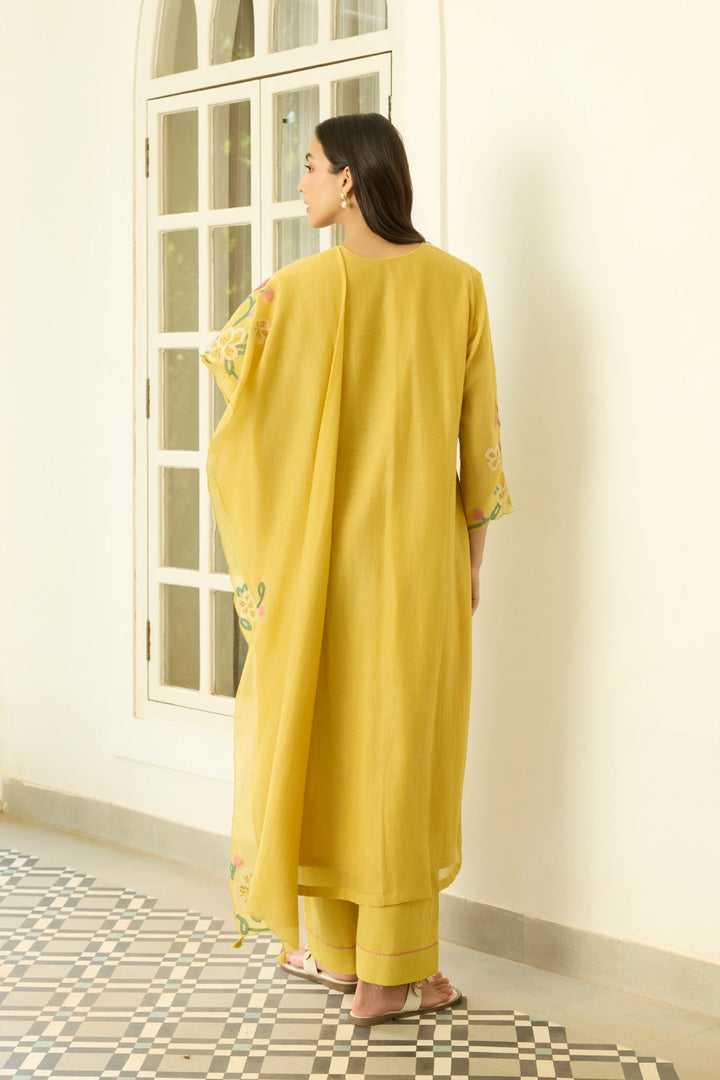 Marigold Floral Applique Kurta Set