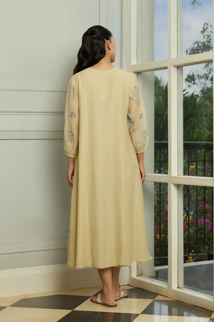 Ecru Thread Embroidered Dress