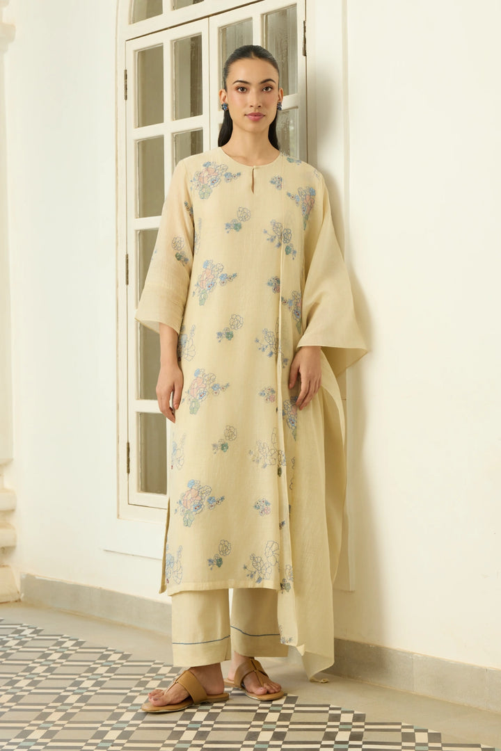 Ecru Thread Embroidered Kurta Set