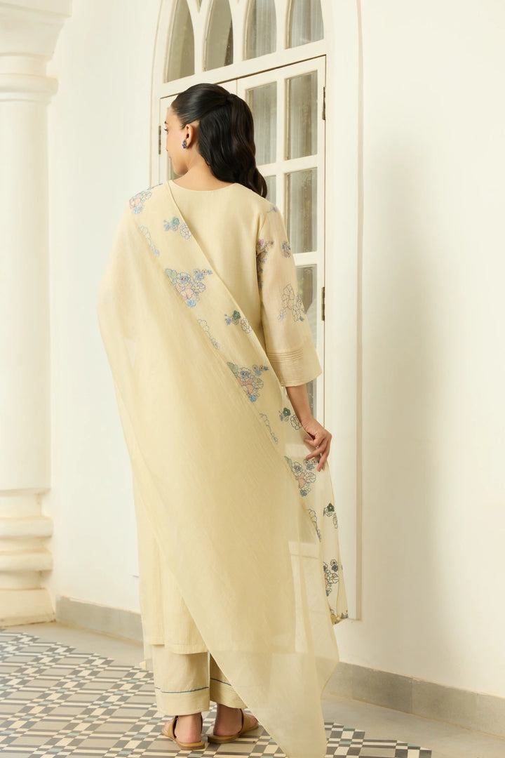 Ecru Thread Embroidered Kurta Set