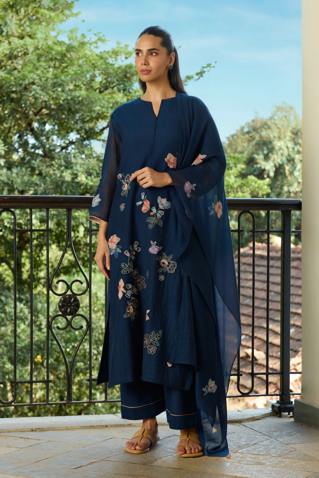 Midnight Blue Floral Kurta Set