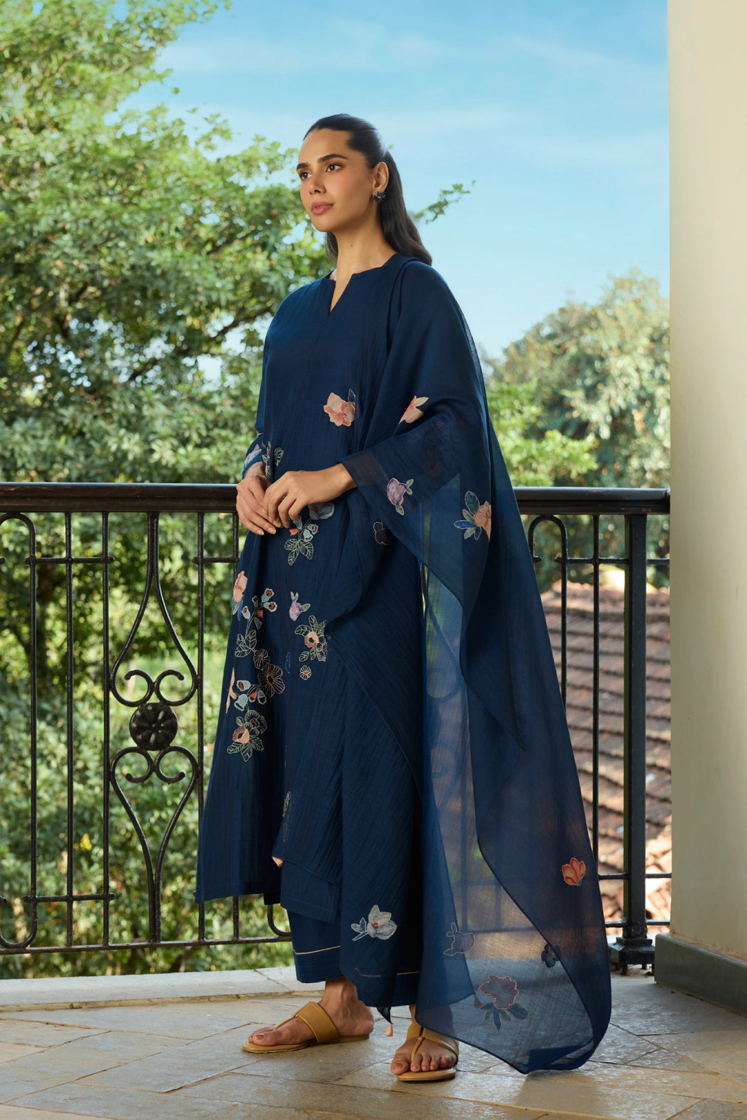 Midnight Blue Floral Kurta Set