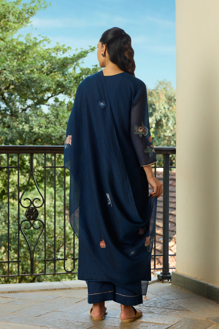 Midnight Blue Floral Kurta Set
