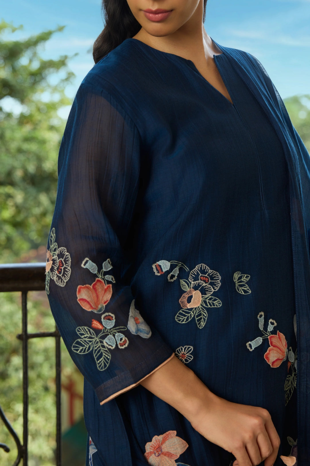 Midnight Blue Floral Kurta Set